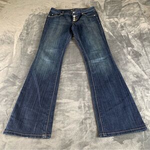 Inc Denim Boot Cut Jeans Womens 4 Blue Flower‎ Button Fly Low Rise Flap Pockets